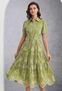 Boho Charm Embroidered Floral Eyelet Midi Dress