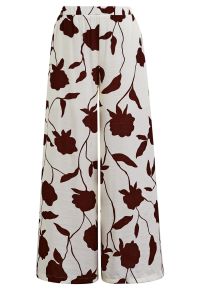 Floral Shadow Wide-Leg Pants in Caramel