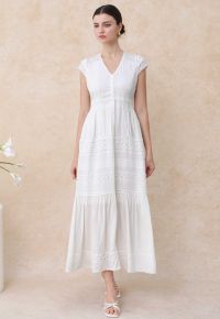 Eyelet Embroidery Panelled Button Down Dress