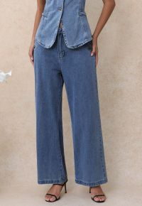 Classic Golden Button Embellished Jeans in Blue