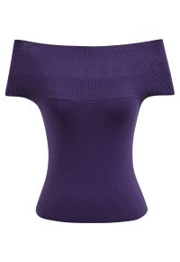 Simplicity Off-Shoulder Knit Top in Purple