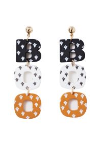 BOO Halloween Vibe Acrylic Earrings in Orange