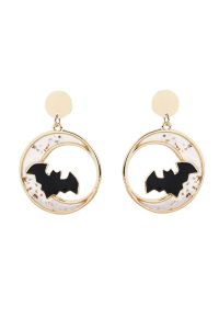 Flying Bat Hollow Out Circle Earrings