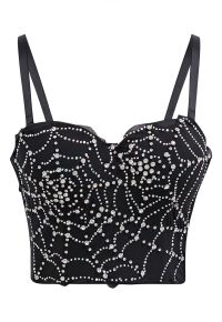 Sparkling Spider Web Rhinestone Bra Top