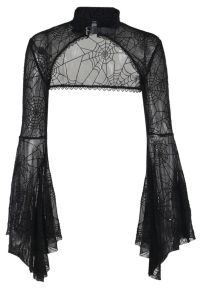 Dramatic Flare Sleeve Spider Web Mesh Shrug Crop Top