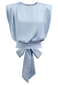 Satin Tie Back Sleeveless Top in Blue