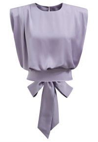 Satin Tie Back Sleeveless Top in Lilac