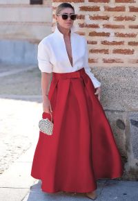 Luxurious Night Bowknot Pleated A-Line Skirt in Red
