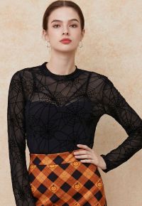 Spider Web Semi-Sheer Mesh Tulle Top