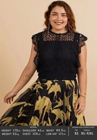 Falling Leaf Crochet Sleeveless Top in Black