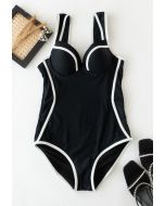 Bustier Contrast Line One-Piece Swimsuit