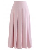 Back-to-Front Pleated A-Line Maxi Skirt in Pink