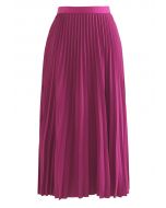 Simplicity Pleated Midi Skirt in Magenta