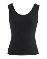 Crisscross Open Back Tank Top in Black