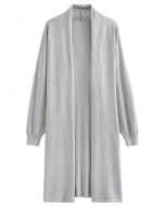 Shawl Collar Loose Longline Cardigan in Grey