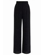 Midnight Shimmer Black Straight-Leg Pants