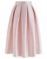 Glitter Line Jacquard Pleated Midi Skirt