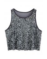 Ultra Sparkle Sequined Tank Top in Silver