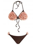 3D Coral Blossom Halter Bikini Set