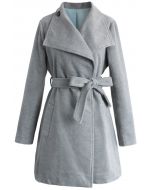 Urban Chic Belted Woolen Coat in Smoke