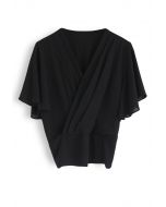 Stay Chic Cropped Cape Top in Black